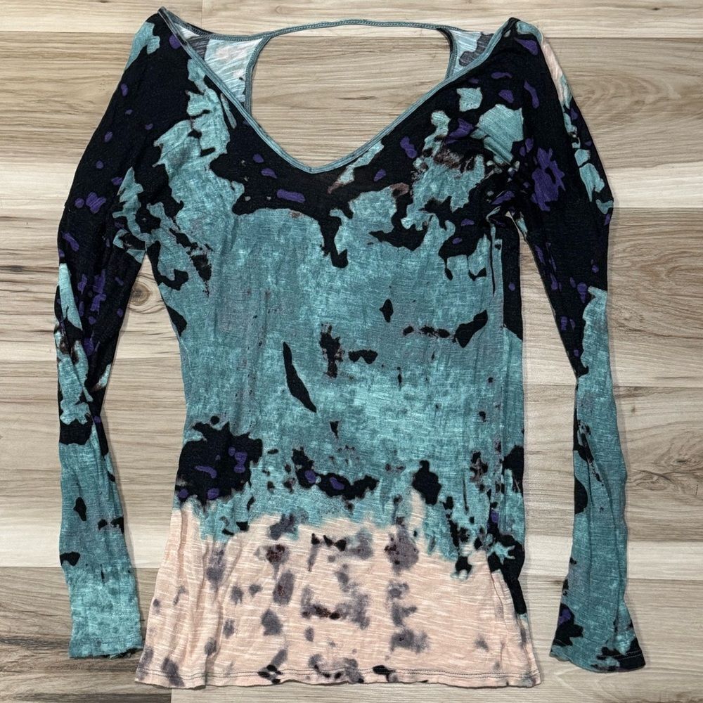 Anthropologie Michael Stars Tie Dye Open Back Long Sleeve Top Women’s One Size